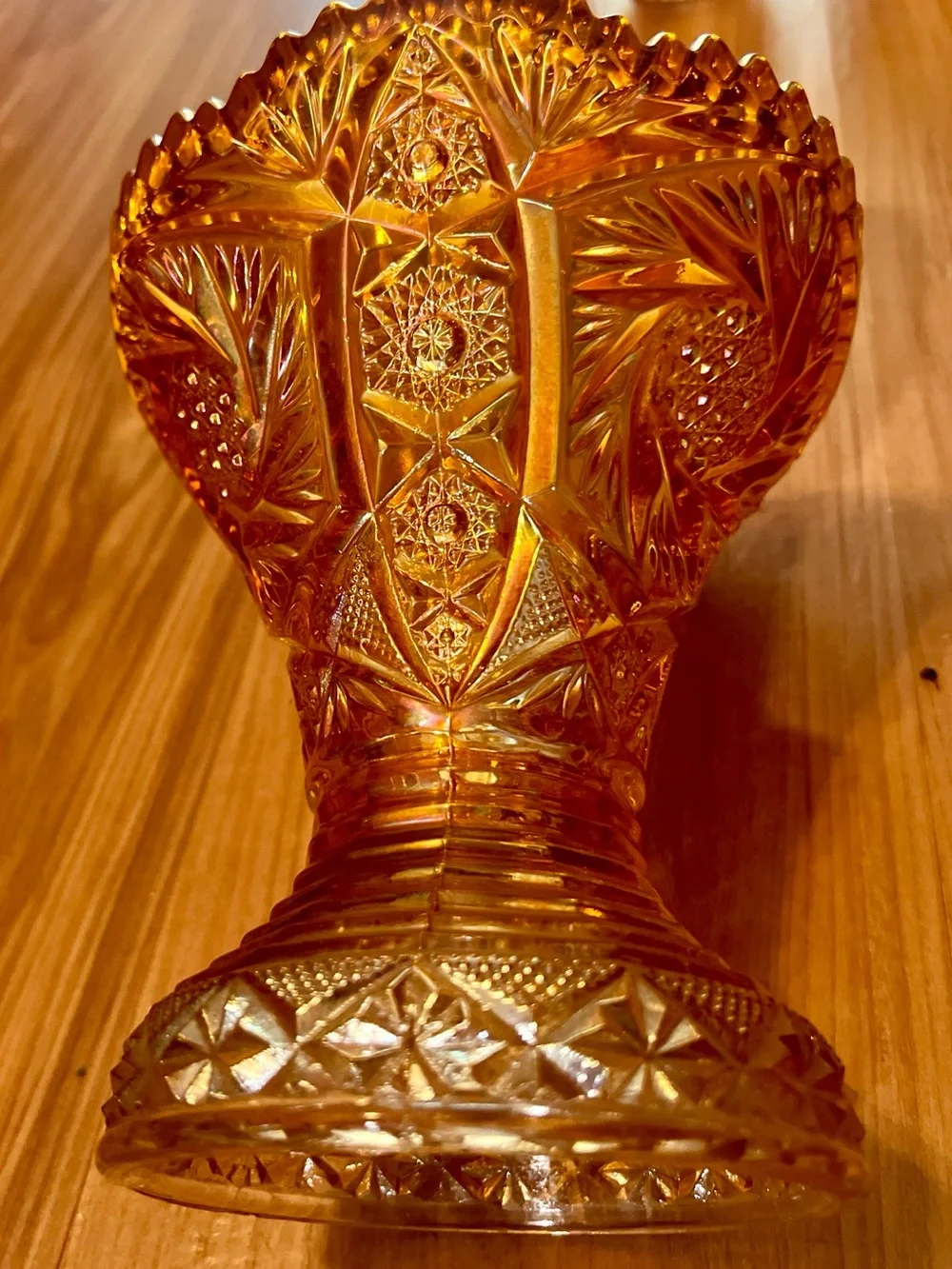 Imperial Glass Carnival Glass Lot of 5 8” Hobster Jar/ Devil Vase/ Pedestal Vase
